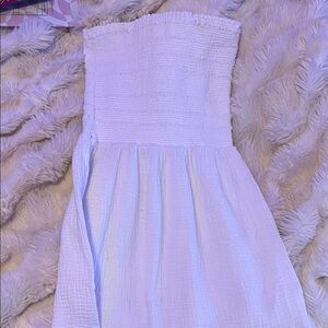 Strapless Smocked Bodice Maxi Dress — light lavender
